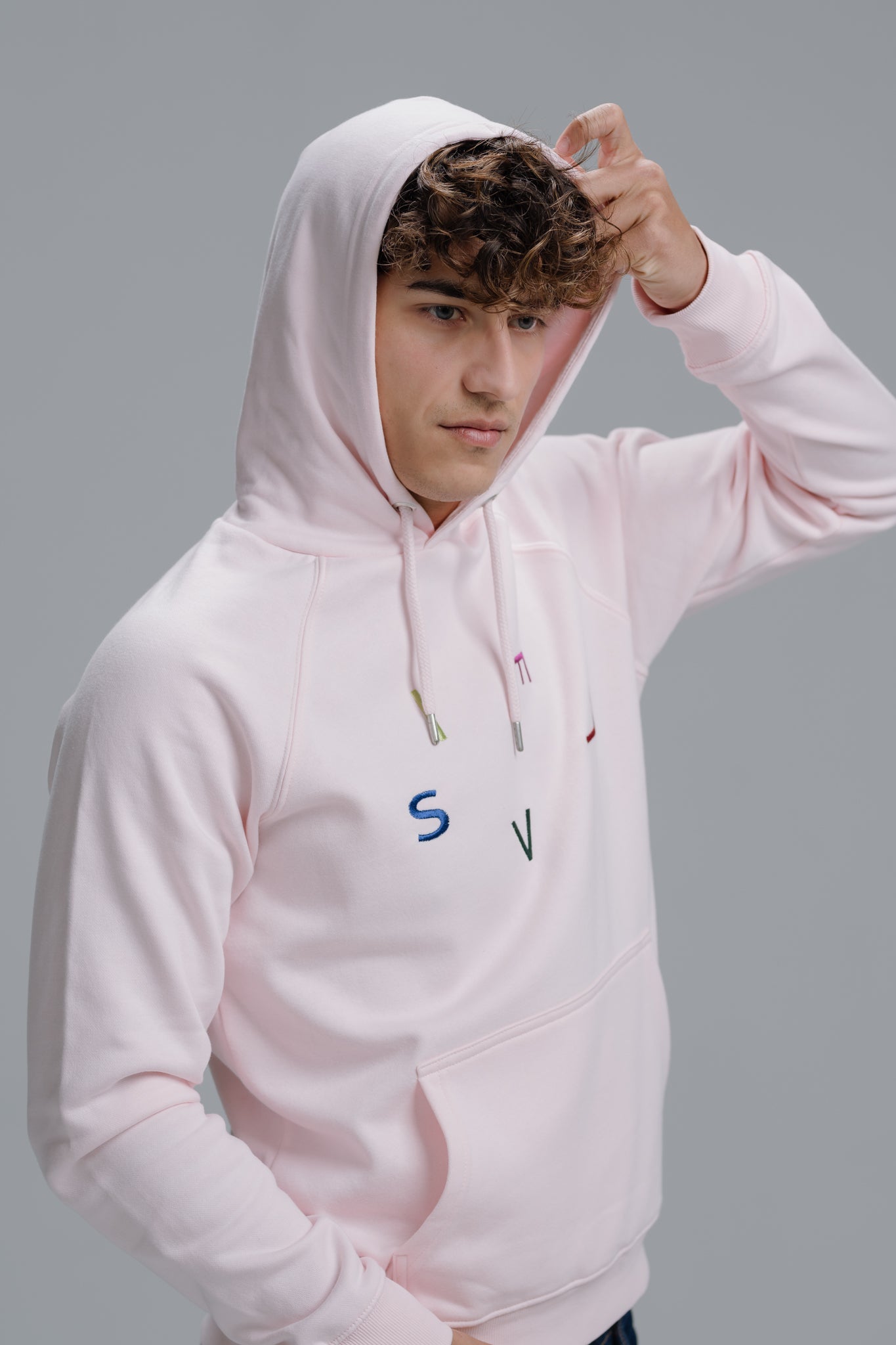 Sivel embroidered Hoodie Pink